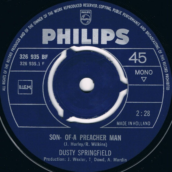 Dusty Springfield : Son-Of-A Preacher Man (7", Single, Mono)