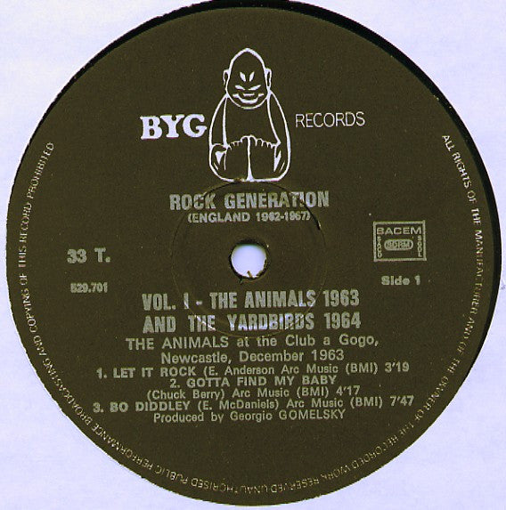 The Animals + The Yardbirds : Rock Generation Volume 1 - The Animals 1963 + The Yardbirds 1964 (LP, Comp)