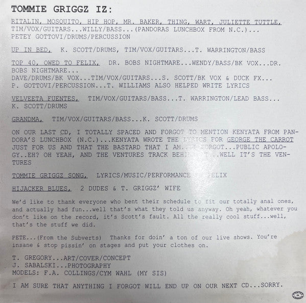 Tommie Griggz : Introducing The Corduroy Glam (CD, Album)