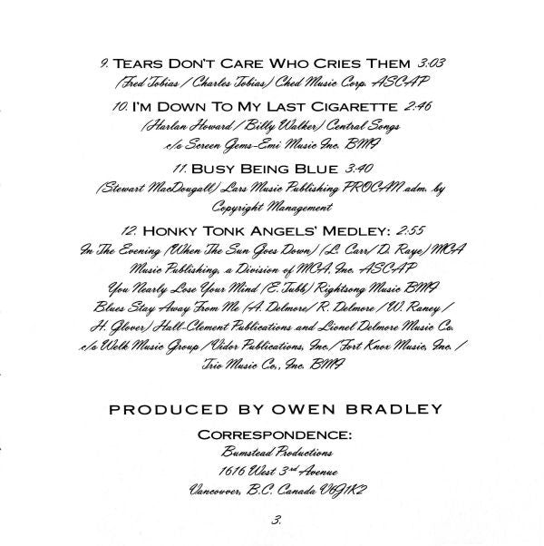 k.d. lang : Shadowland (The Owen Bradley Sessions) (CD, Album)