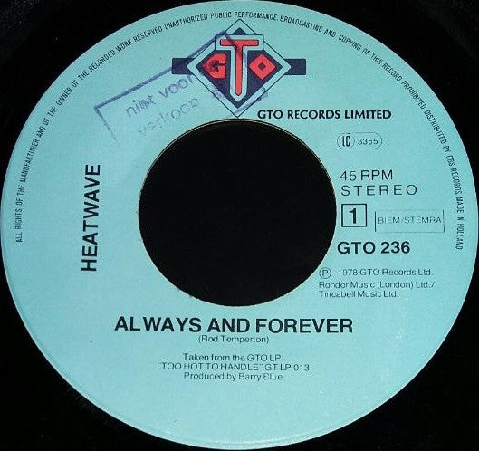 Heatwave : Always And Forever / Ain't No Half Steppin' (7", Single)