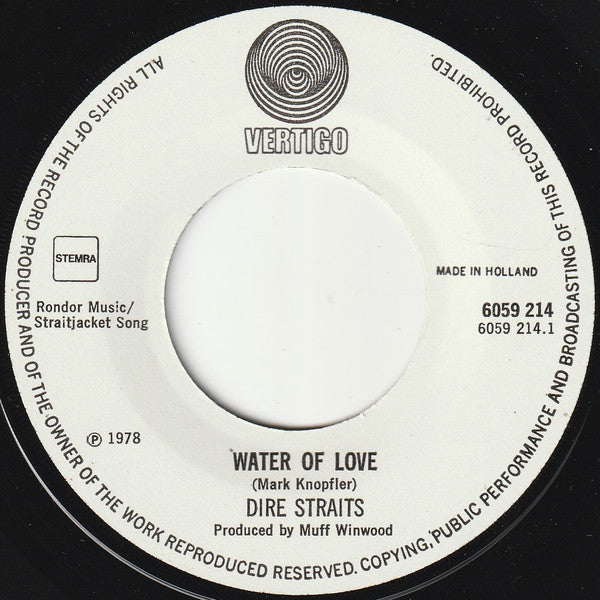 Dire Straits : Water Of Love / Down To The Waterline (7", Single)