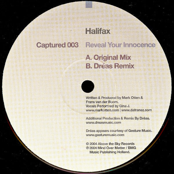 Halifax : Reveal Your Innocence (12")