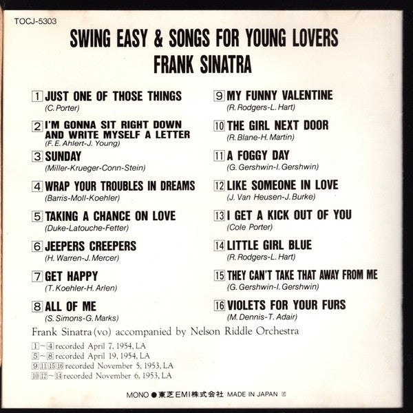 Frank Sinatra : Swing Easy! / Songs For Young Lovers (CD, Comp, Mono)