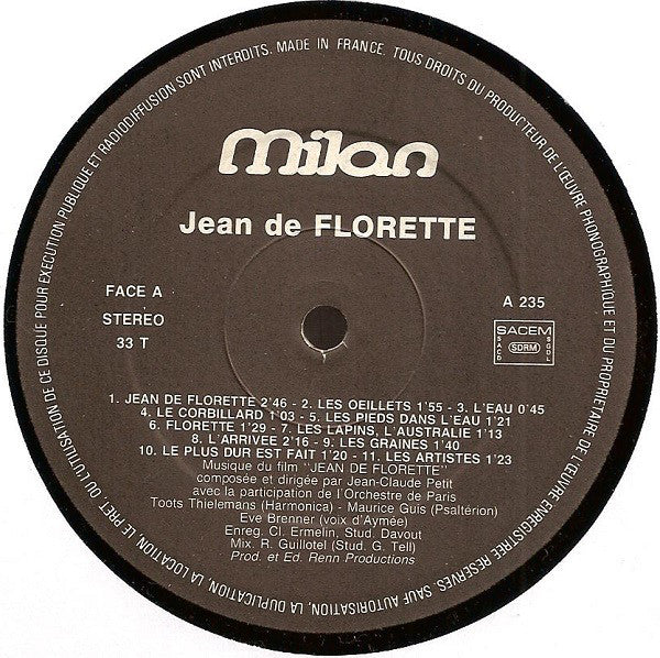 Jean-Claude Petit : Jean De Florette (Bande Originale Du Film) (LP, Album)
