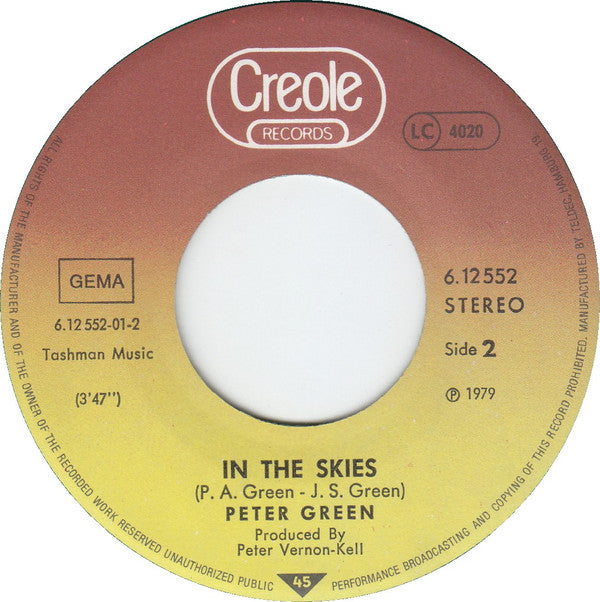 Peter Green (2) : Slabo Day / In The Skies (7", Gre)