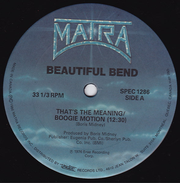 Beautiful Bend / Montana Sextet Featuring Denise Montana : That's The Meaning / Boogie Motion / # 1 Dee Jay (12")