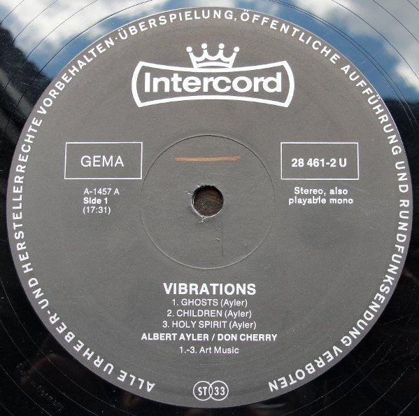Albert Ayler And Don Cherry : Vibrations (LP, Album, RE)