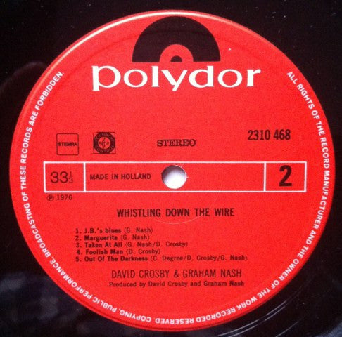 Crosby & Nash : Whistling Down The Wire (LP, Album, Gat)