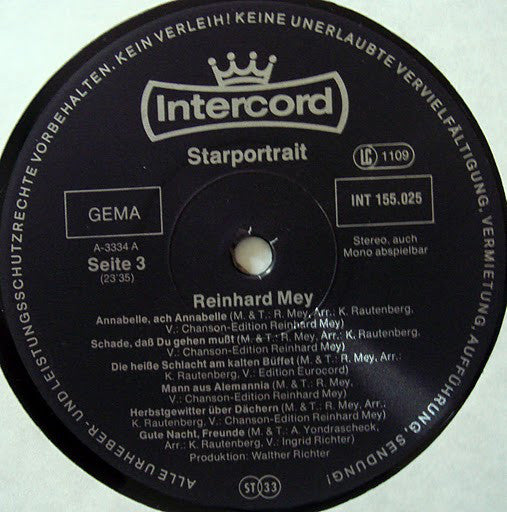 Reinhard Mey : Starportrait (2xLP, Comp, RE)