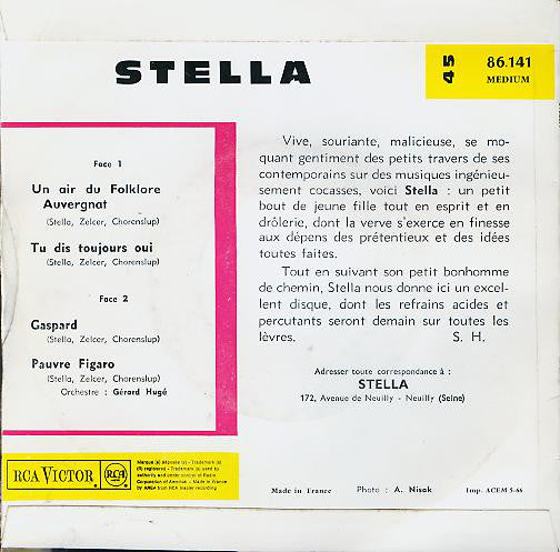 Stella (5) : Un Air Du Folklore Auvergnat (7", EP, RP)