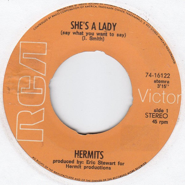 Hermits (2) : She's A Lady (Say What You Want To Say) (7", Single)