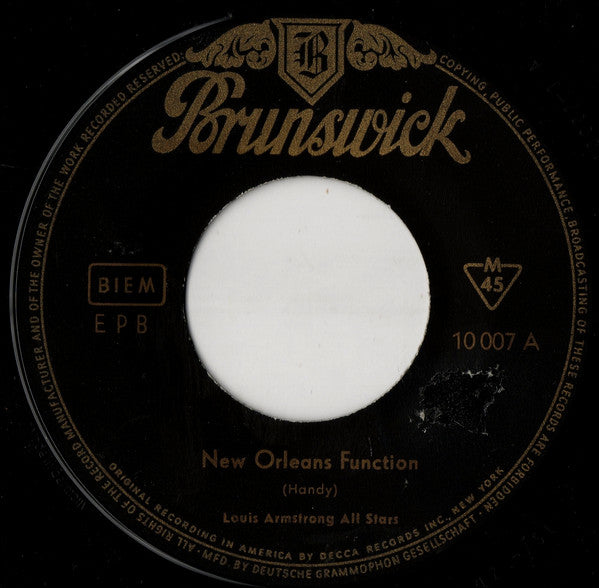 Louis Armstrong And His All-Stars : New Orleans Function / On The Sunny Side Of The Street (7", EP, RP)