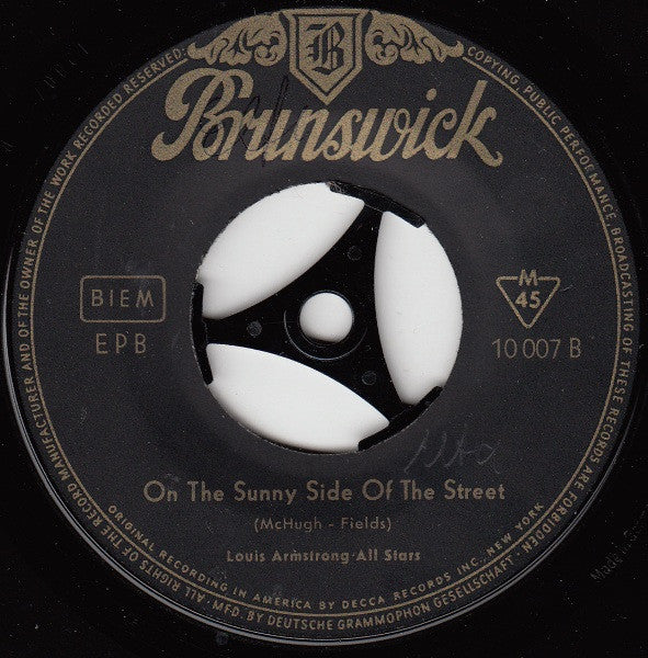 Louis Armstrong And His All-Stars : New Orleans Function / On The Sunny Side Of The Street (7", EP, RP)