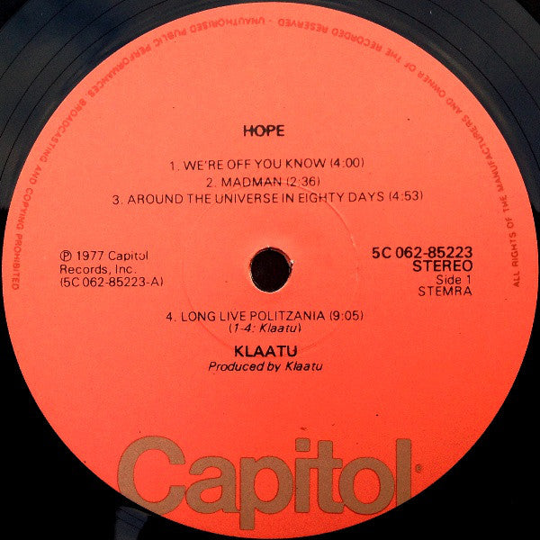 Klaatu : Hope (LP, Album)