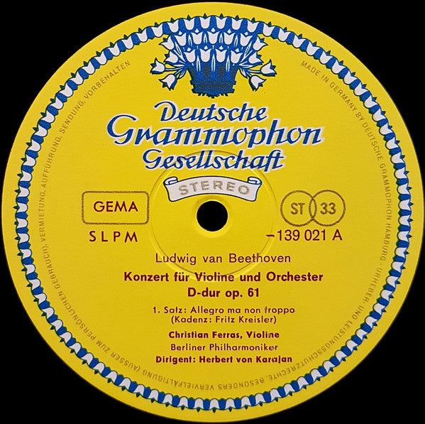 Ludwig van Beethoven, Christian Ferras, Herbert von Karajan, Berliner Philharmoniker : Violinkonzert D-Dur (LP)