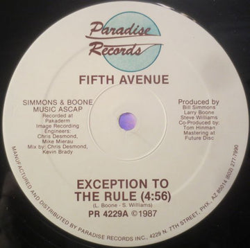 Fifth Avenue (3) : Exception To The Rule (12")