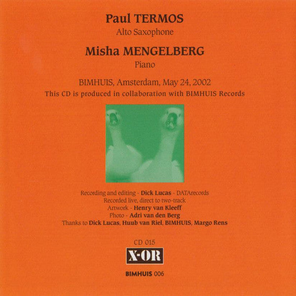 Paul Termos & Misha Mengelberg : Paul Termos Sessions Volume I (CD, Album)