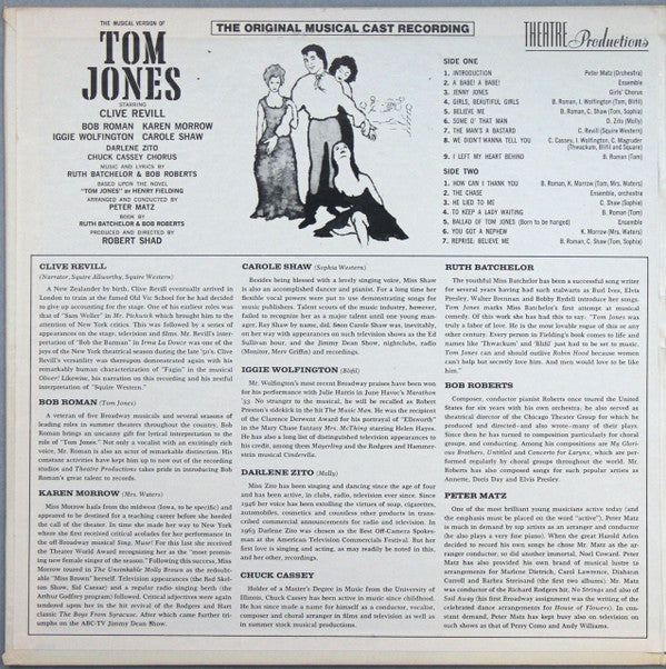 "Tom Jones" Original Musical Cast : Tom Jones (LP)