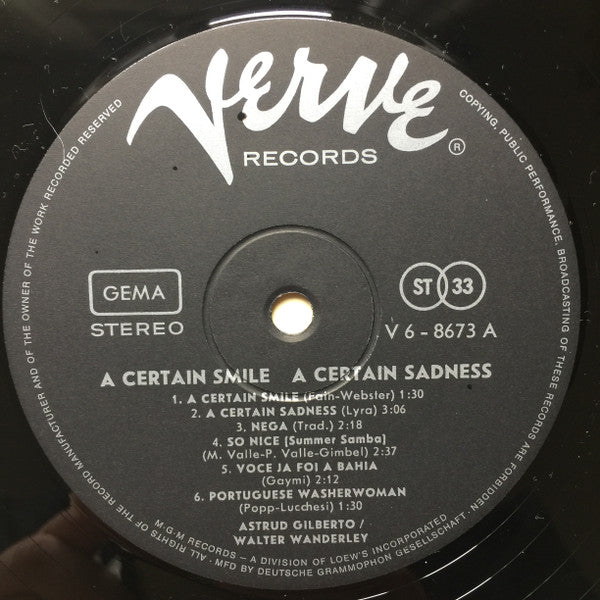 Astrud Gilberto / Walter Wanderley : A Certain Smile A Certain Sadness (LP, Album)