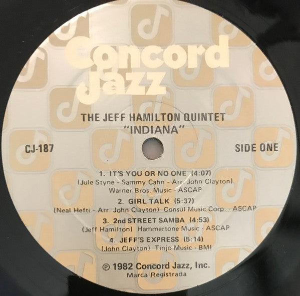 The Jeff Hamilton Quintet : Indiana (LP, Album)