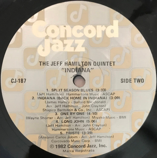 The Jeff Hamilton Quintet : Indiana (LP, Album)