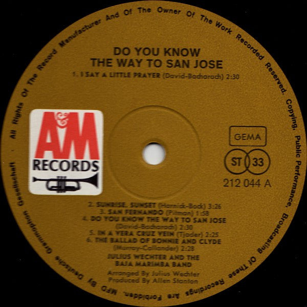 Julius Wechter And The Baja Marimba Band : Do You Know The Way To San Jose? (LP, Album)