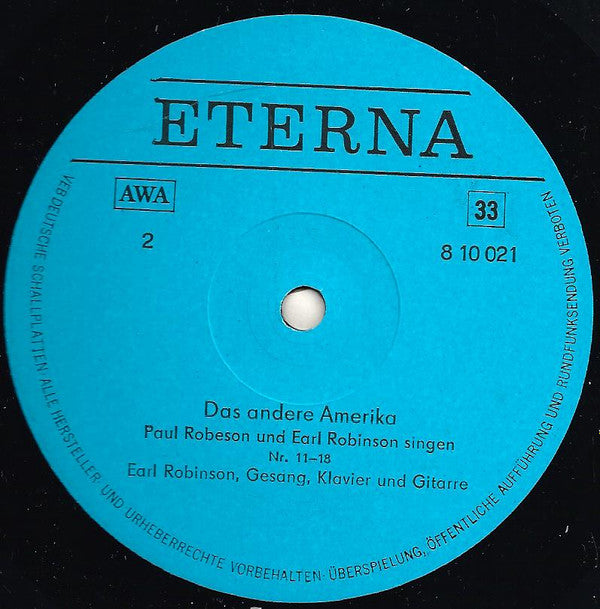 Paul Robeson, Earl Robinson : Das Andere Amerika (Paul Robeson Und Earl Robinson Singen) (LP, Album, Mono, RE)