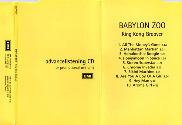 Babylon Zoo : King Kong Groover (CD, Album, Promo)