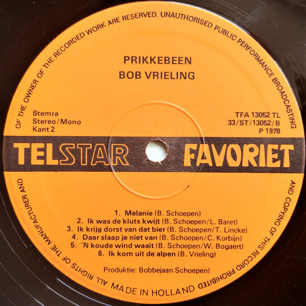 Bob Vrieling : Prikkebeen (LP, Album)
