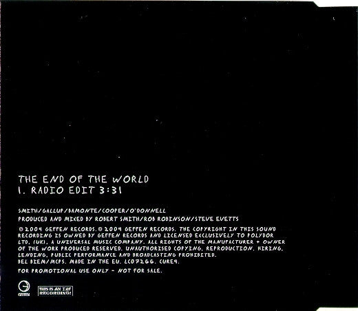 The Cure : The End Of The World (CD, Single, Promo)