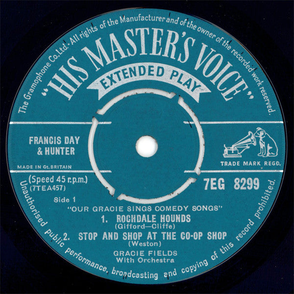Gracie Fields : Our Gracie Sings Comedy Songs (7", EP)