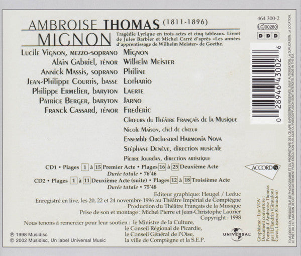 Ambroise Thomas - Harmonia Nova, Stéphane Denève : Mignon (2xCD, Album, RE)