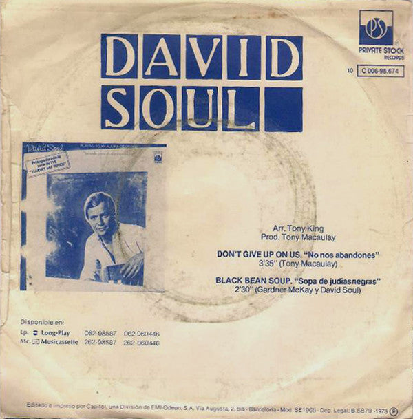 David Soul : Don't Give Up On Us = No Nos Abandones (7", Single)