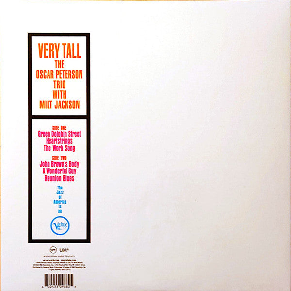 The Oscar Peterson Trio With Milt Jackson : Very Tall (LP, Album, RE, 180)
