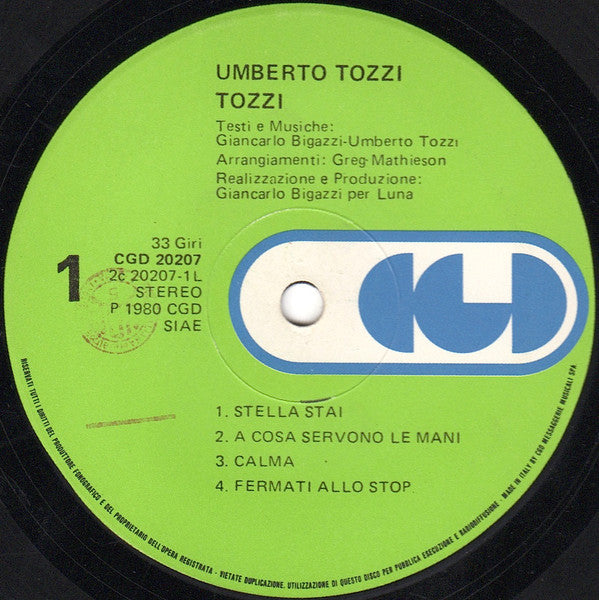 Umberto Tozzi : Tozzi (LP, Album, Gat)