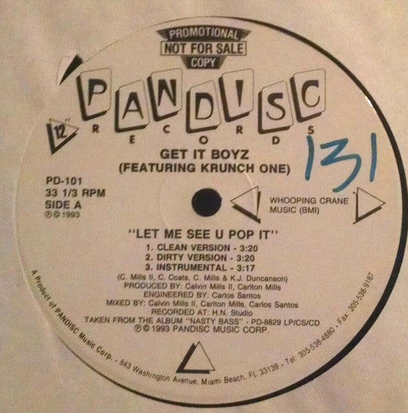 Get It Boyz (2) Featuring Krunch One : Let Me See U Pop It (12", Promo)
