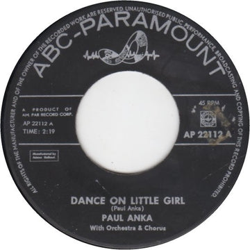 Paul Anka : Dance On Little Girl / I Talk To You (On The Telephone) (7", Single)