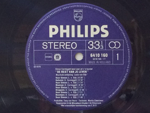 Simon Carmiggelt : Simon Carmiggelt Leest Uit Zijn Bundel 'De Rest Van Je Leven' (LP)