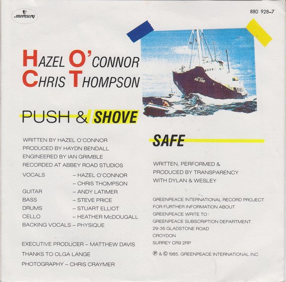 Hazel O'Connor / Chris Thompson : Push & Shove (7", Single)
