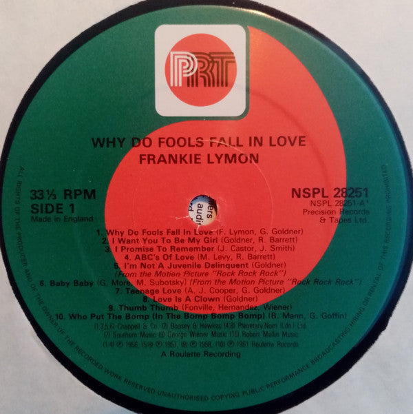 Frankie Lymon : Why Do Fools Fall In Love? (LP, Comp, RE)