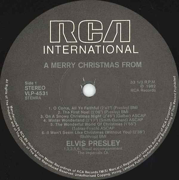 Elvis Presley : A Merry Christmas From Elvis Presley (LP, Album, RE)