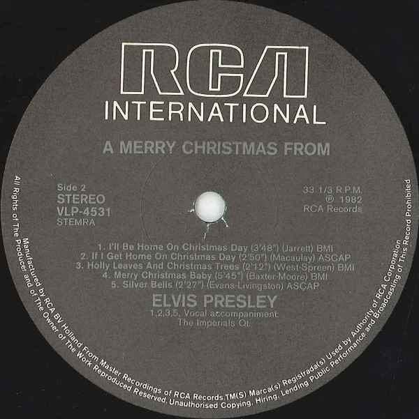 Elvis Presley : A Merry Christmas From Elvis Presley (LP, Album, RE)