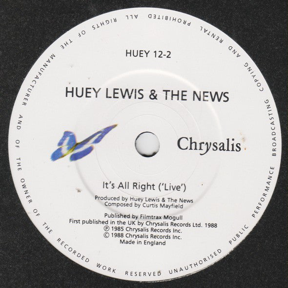 Huey Lewis & The News : World To Me (7", Single)