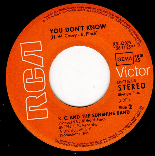 K.C. & The Sunshine Band* : Get Down Tonight (7", Single)