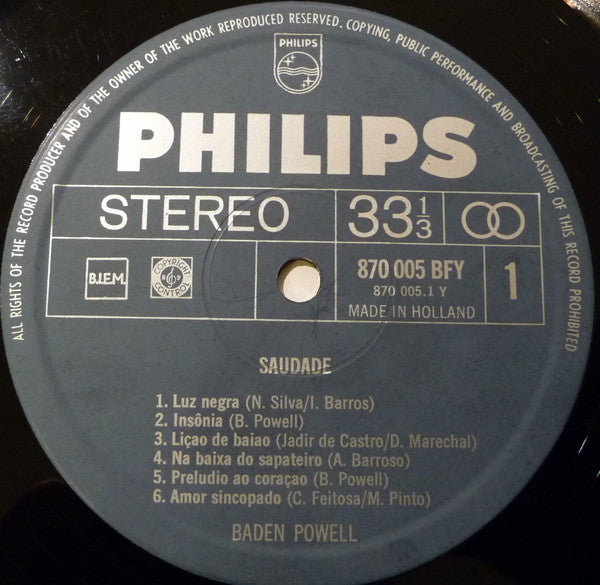 Baden Powell : Saudade (LP, Comp)