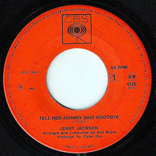 Jerry Jackson : Tell Her Johnny Said Goodbye / Always (7", Single)