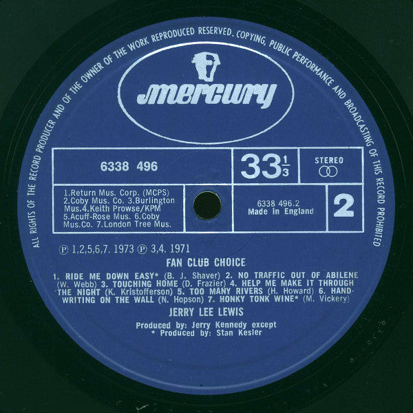 Jerry Lee Lewis : Fan Club Choice (LP, Album, Comp)