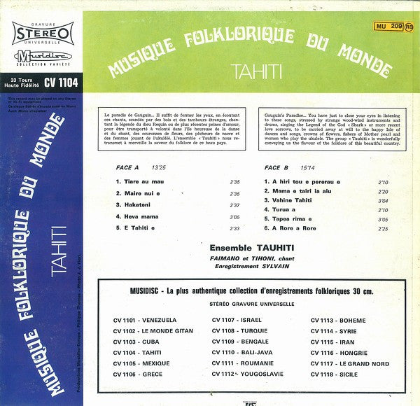 Ensemble Tauhiti* : Tahiti (LP, Album, RE)
