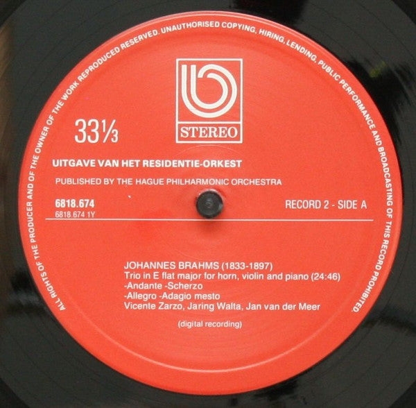 Johannes Brahms, Residentie Orkest : Soloists From The Orchestra Play Chambermusic (2xLP)